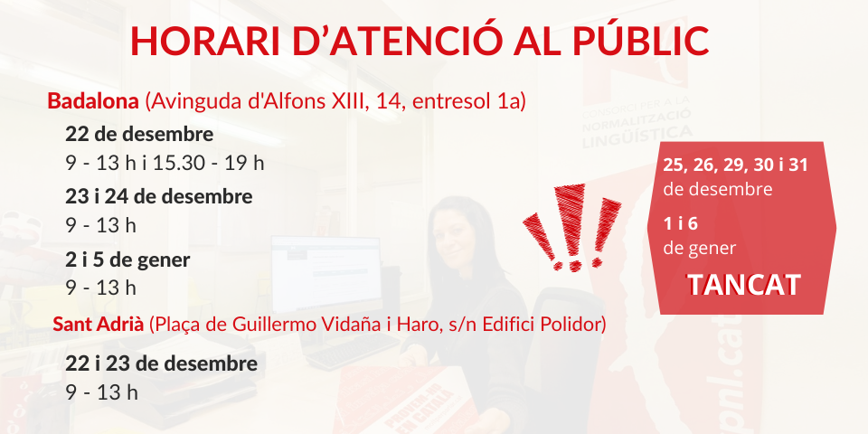 Horari d'atenció al públic