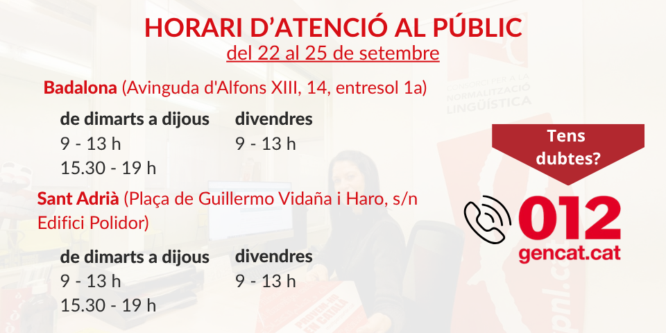 Horari d'atenció al públic