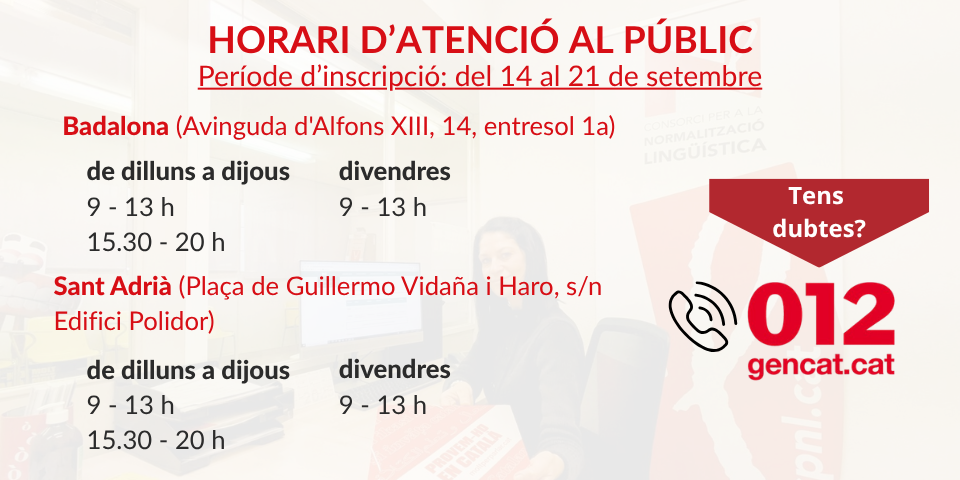 Horari d'atenció al públic