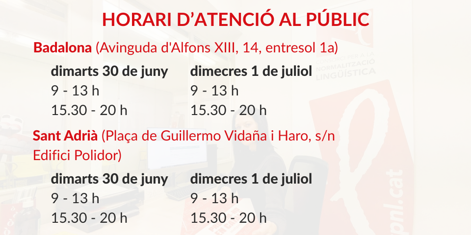 Horari d'atenció al públic