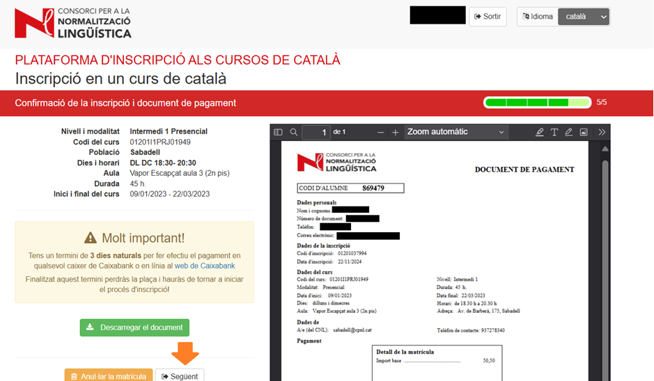 Document de pagament