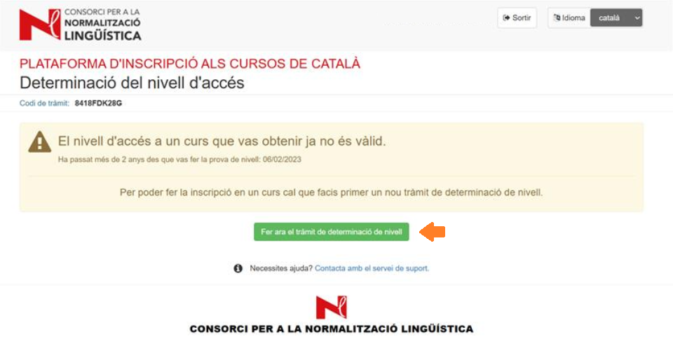 Botó per iniciar un nou tràmit