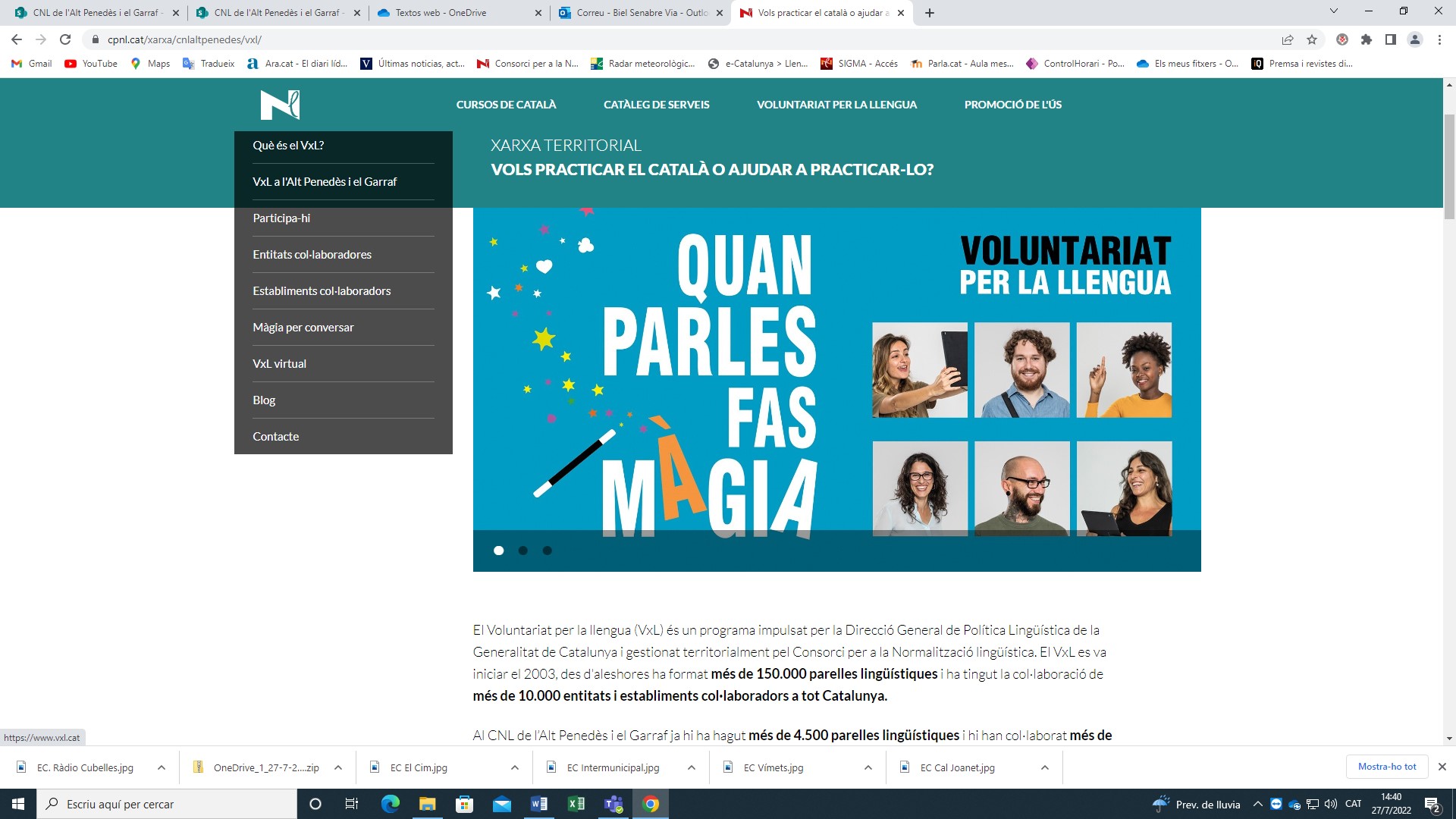 Apartat dedicat al VxL dins del web del CNL.